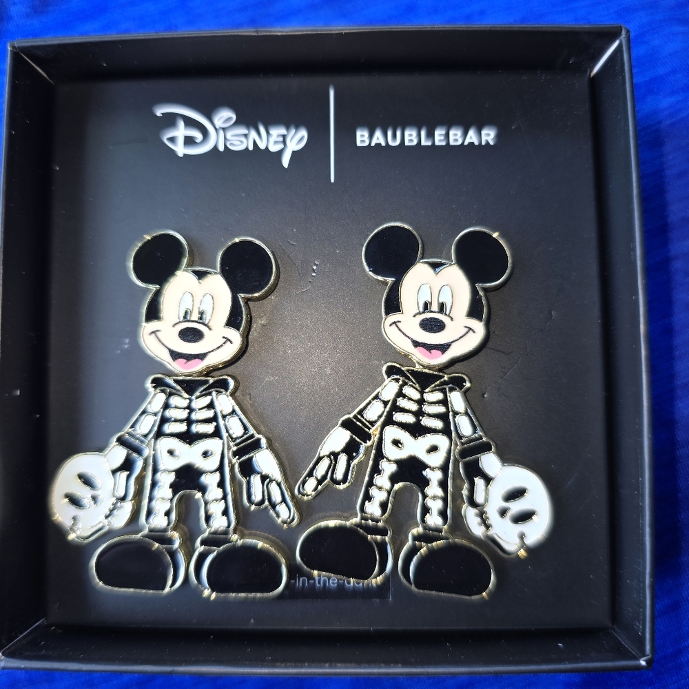 BaubleBar Mickey Mouse Skeleton Dangle Earrings Glows in the Dark Halloween